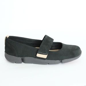 Clarks Trigenic Shoes Mary Jane Flats Women 6.5 black leather comfort